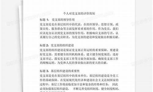 对党支部的评价简短_对党支部的评价简短优点